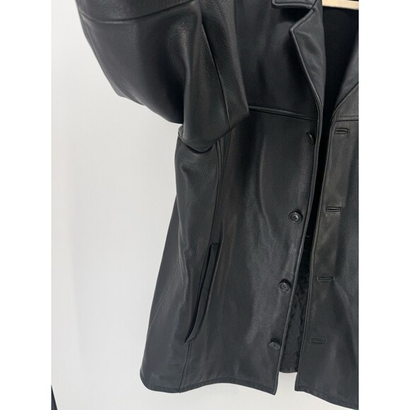 Claiborne Leather Jacket Coat Black Pebble Grain Full-Zip Men's Large Coat - Picture 10 of 16